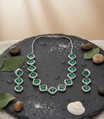 Green cz-ad subtle necklace set