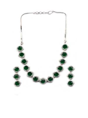 Green cz-ad subtle necklace set 3