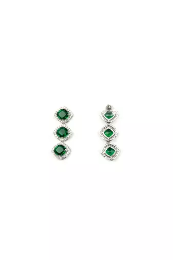 Green cz-ad subtle necklace set