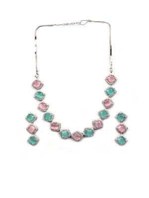 Multicoloe cz-ad subtle necklace set 3
