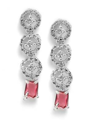 Silver plated red square ad necklace set 4