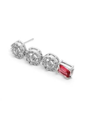 Silver plated red square ad necklace set 5