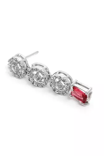 Silver plated red square ad necklace set
