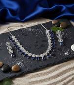 Silver plated blue square ad necklace set