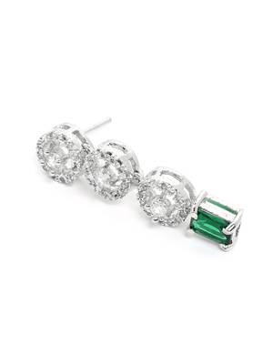Silver plated green square ad necklace set 5