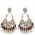 Maroon handmade mirror work chandbali with pearl drops