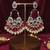 Red handmade mirror work chandbali with pearl drops