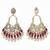 Red handmade mirror work chandbali with pearl drops
