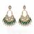 Green handmade mirror work chandbali with pearl drops