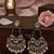 Lightpink handmade mirror work chandbali with pearl drops