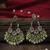 Lightgreen handmade mirror work chandbali with pearl drops