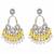 Yellow handmade mirror work chandbali with pearl drops