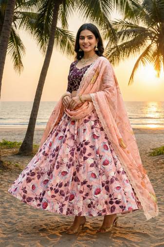 Embroadery Work Printed SemiStitched Lehenga choli