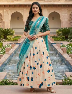 Embroadery Work Printed SemiStitched Lehenga choli 1
