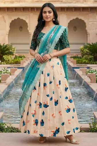 Embroadery Work Printed SemiStitched Lehenga choli