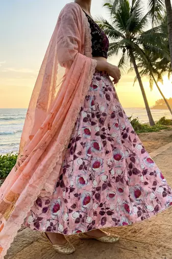 Embroadery Work Printed SemiStitched Lehenga choli