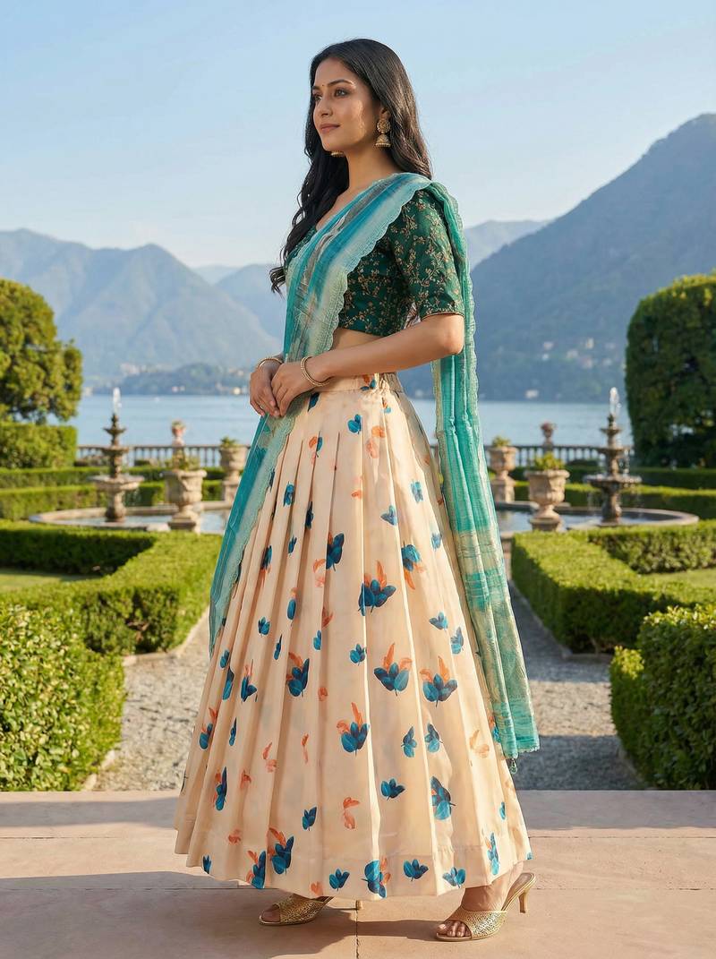 Embroadery Work Printed SemiStitched Lehenga choli