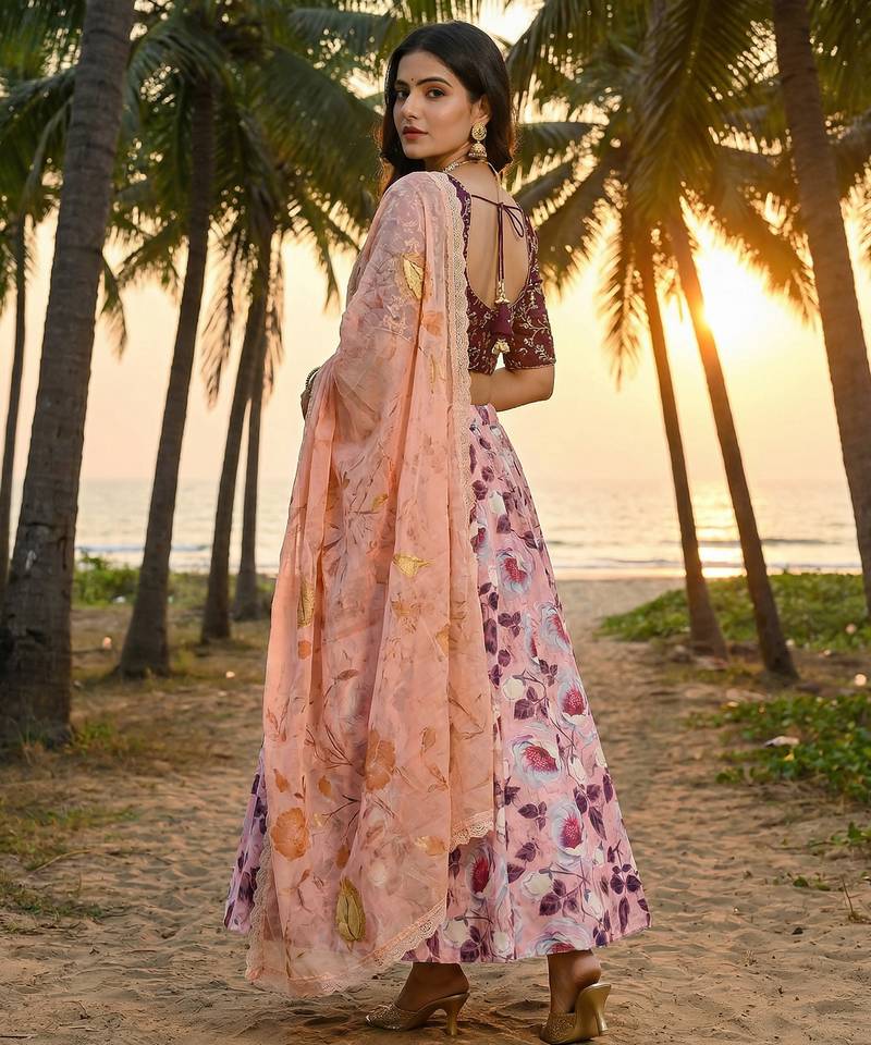 Embroadery Work Printed SemiStitched Lehenga choli