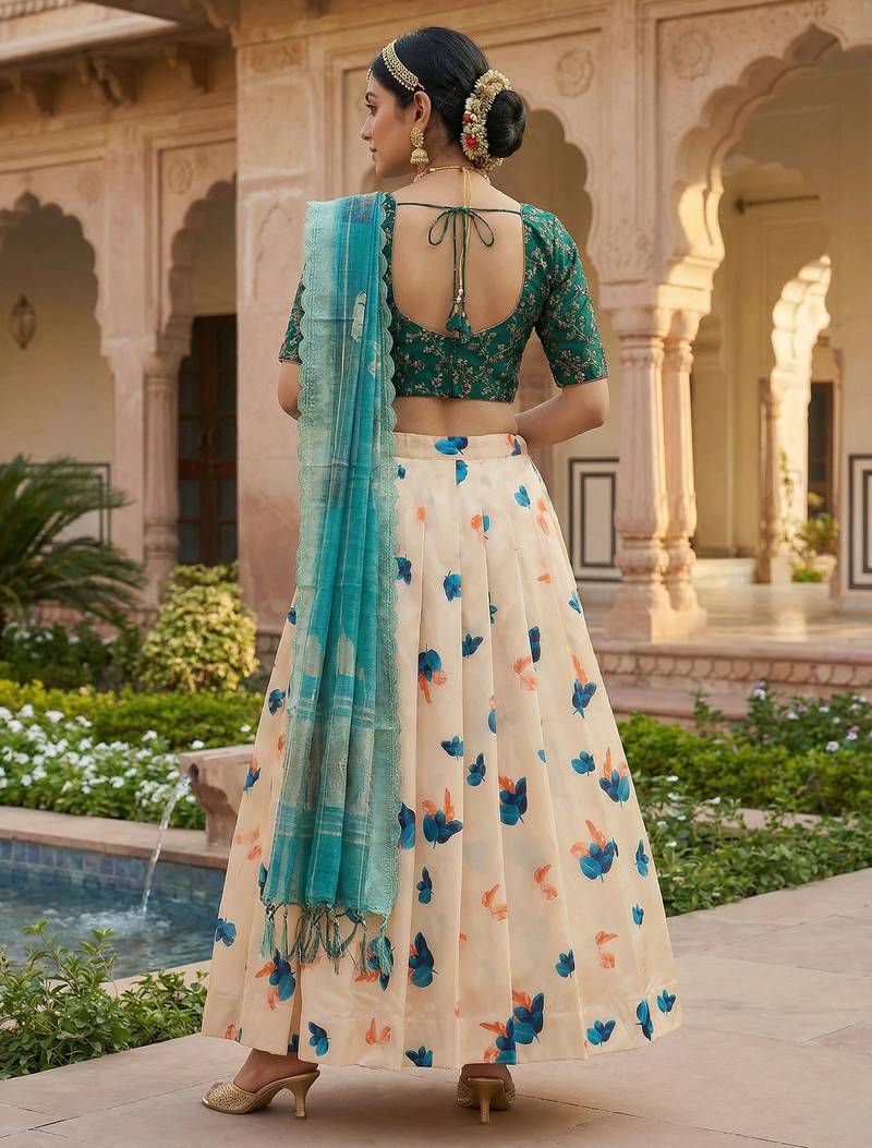 Embroadery Work Printed SemiStitched Lehenga choli