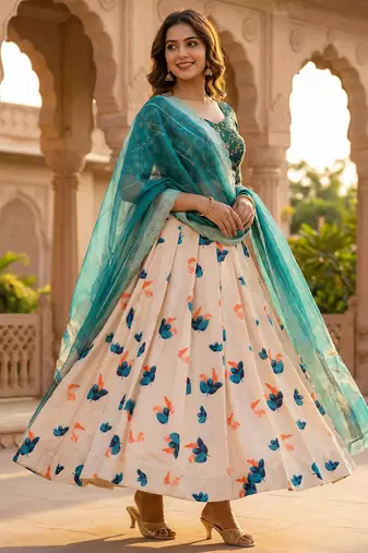 Embroadery Work Printed SemiStitched Lehenga choli