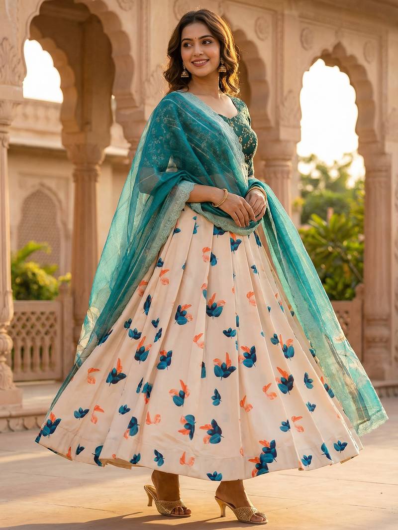 Embroadery Work Printed SemiStitched Lehenga choli