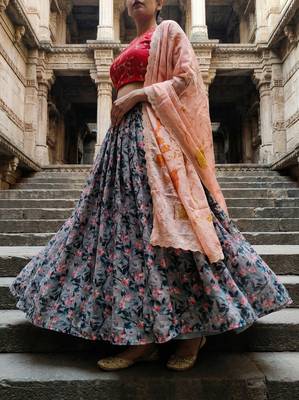 Embroadery Work Printed SemiStitched Lehenga choli 2