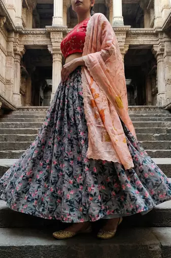 Embroadery Work Printed SemiStitched Lehenga choli
