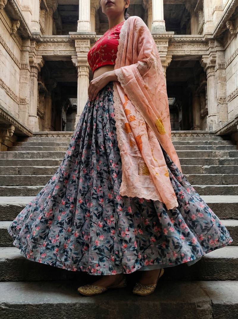 Embroadery Work Printed SemiStitched Lehenga choli