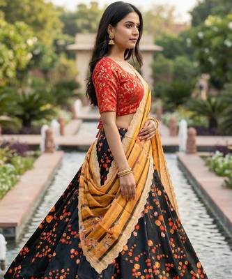Embroadery Work Printed SemiStitched Lehenga choli 2