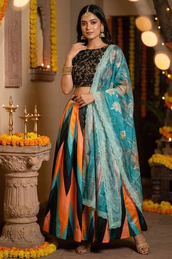 Embroadery Work Printed SemiStitched Lehenga choli
