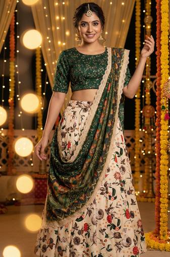Embroadery Work Printed SemiStitched Lehenga choli