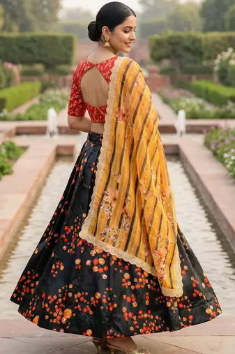 Embroadery Work Printed SemiStitched Lehenga choli