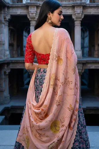 Embroadery Work Printed SemiStitched Lehenga choli