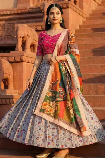 Embroadery Work Printed SemiStitched Lehenga choli