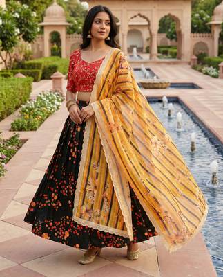 Embroadery Work Printed SemiStitched Lehenga choli 4