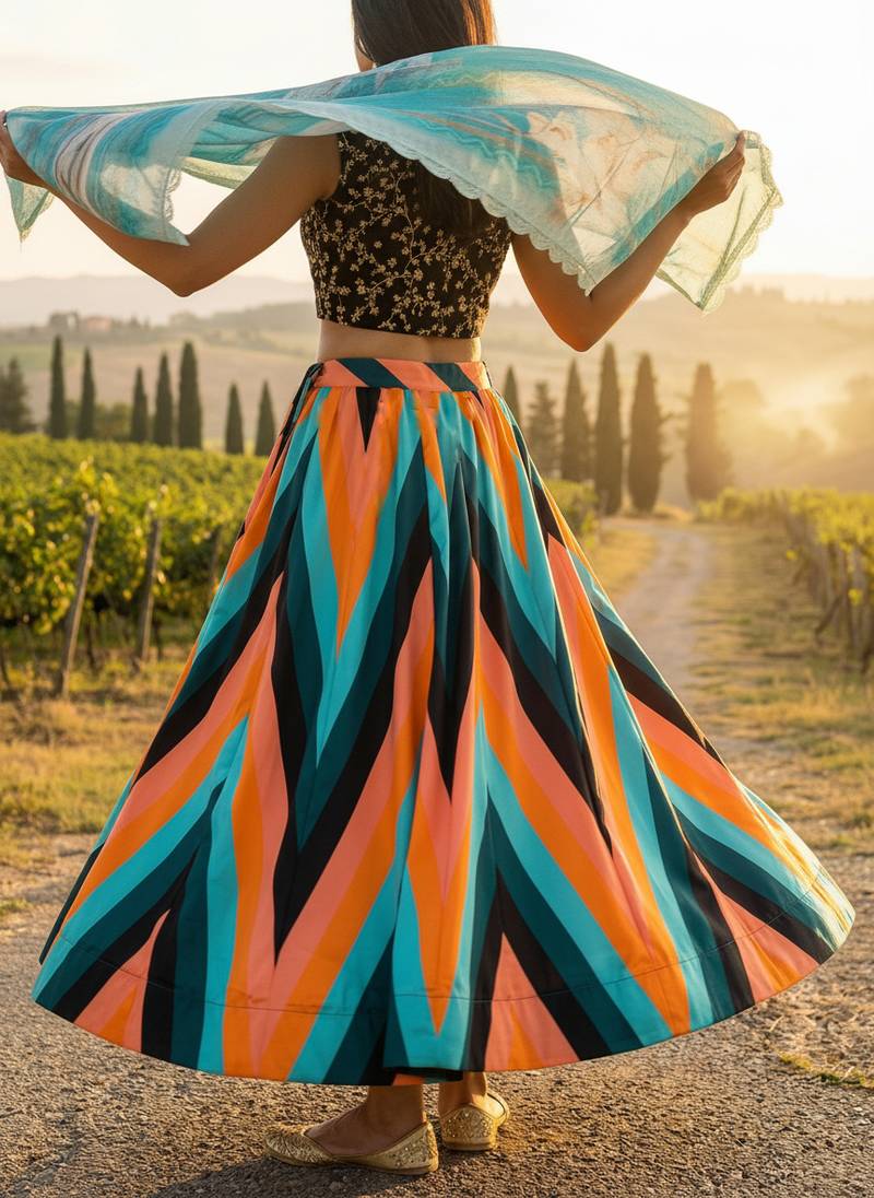 Embroadery Work Printed SemiStitched Lehenga choli