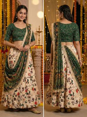 Embroadery Work Printed SemiStitched Lehenga choli 4