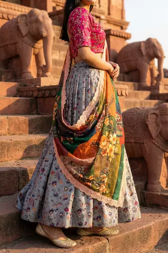 Embroadery Work Printed SemiStitched Lehenga choli