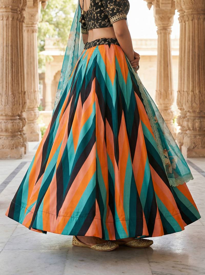 Embroadery Work Printed SemiStitched Lehenga choli