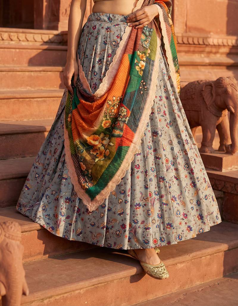 Embroadery Work Printed SemiStitched Lehenga choli