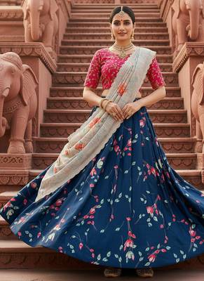 Embroadery Work Printed SemiStitched Lehenga choli 1