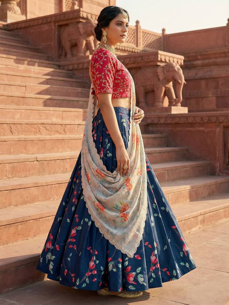Embroadery Work Printed SemiStitched Lehenga choli