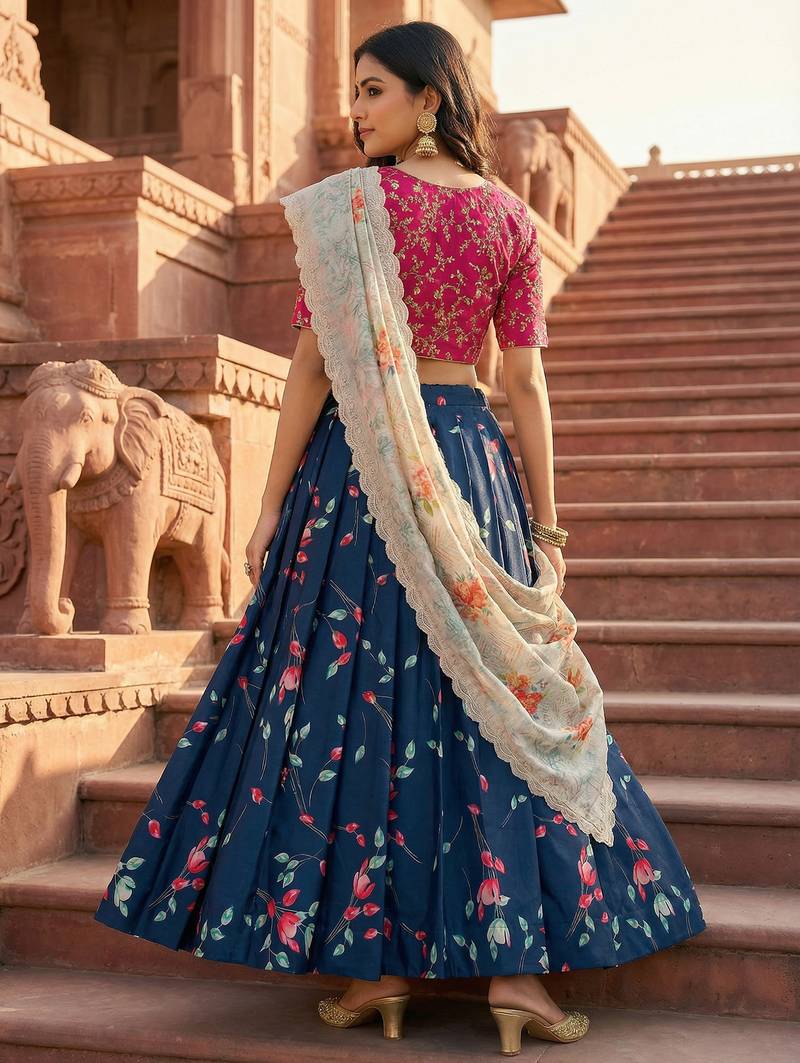 Embroadery Work Printed SemiStitched Lehenga choli