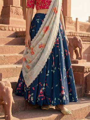 Embroadery Work Printed SemiStitched Lehenga choli 4