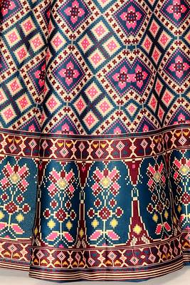 Ikkat Patola Print SemiStitched Satin Crop-Top choli 3