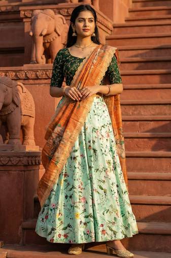 Embroadery Work Printed SemiStitched Lehenga choli