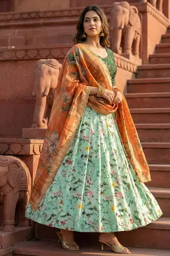 Embroadery Work Printed SemiStitched Lehenga choli