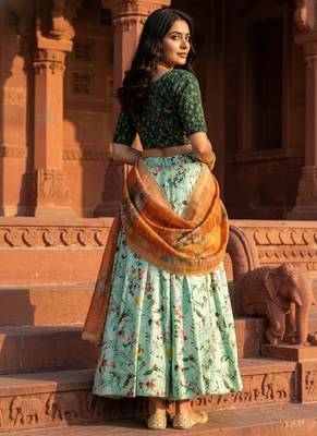 Embroadery Work Printed SemiStitched Lehenga choli 4