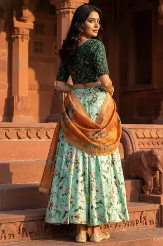 Embroadery Work Printed SemiStitched Lehenga choli