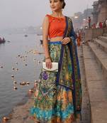 Pichvai Print Satin Semi Stitched Lehenga Choli & Unstitched Blouse With Dupatta